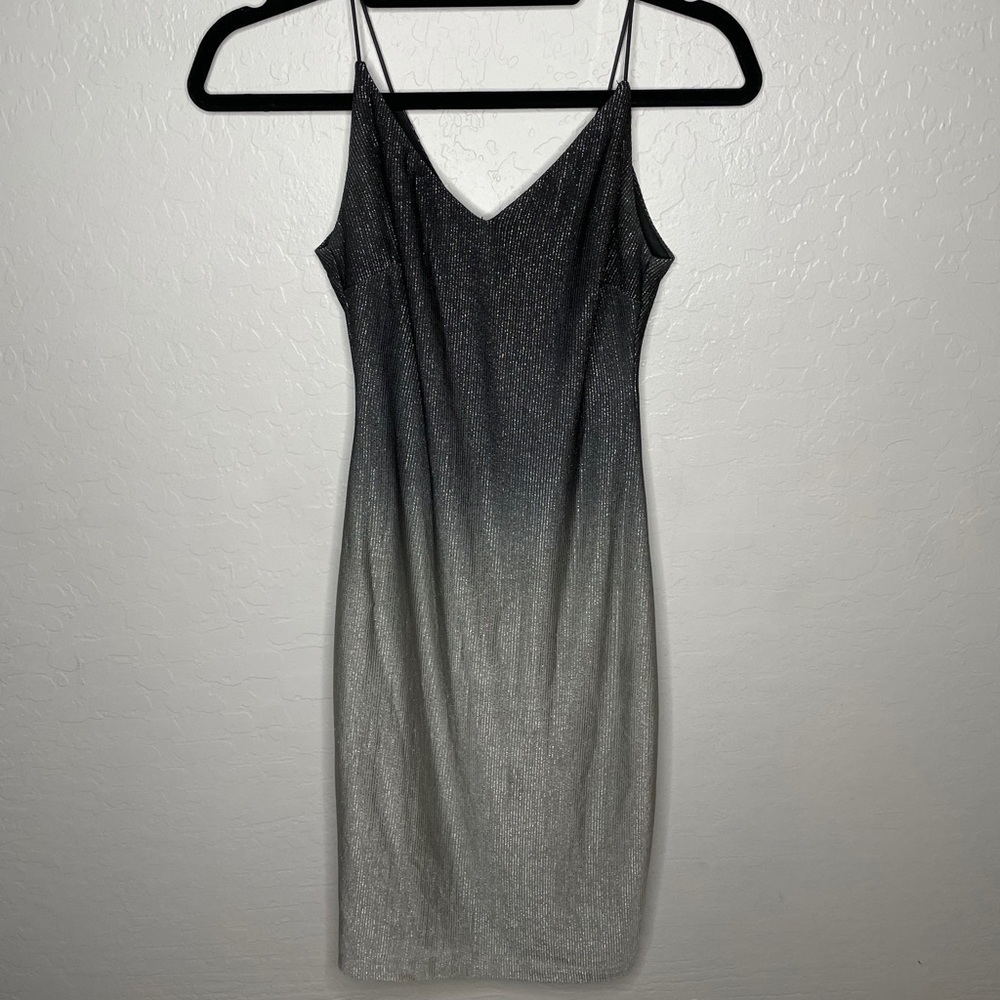 Black to silver ombré dress